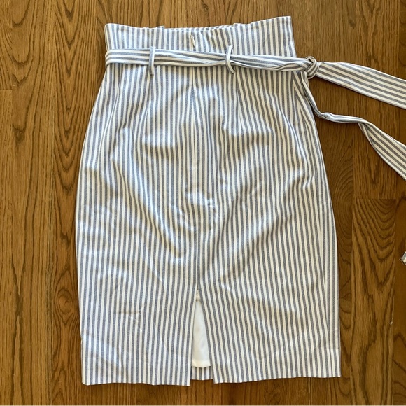Antonio Melani High Waist Pencil Midi Blue & White Stripe Skirt (6) - Picture 6 of 10